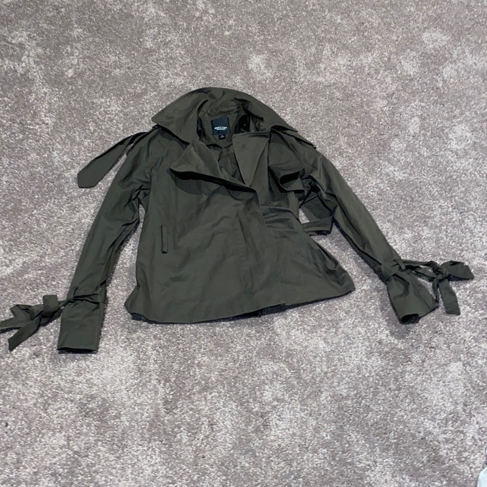 Simply Vera Vera Wang Olive Green Belted Jacket SIZE S Bows